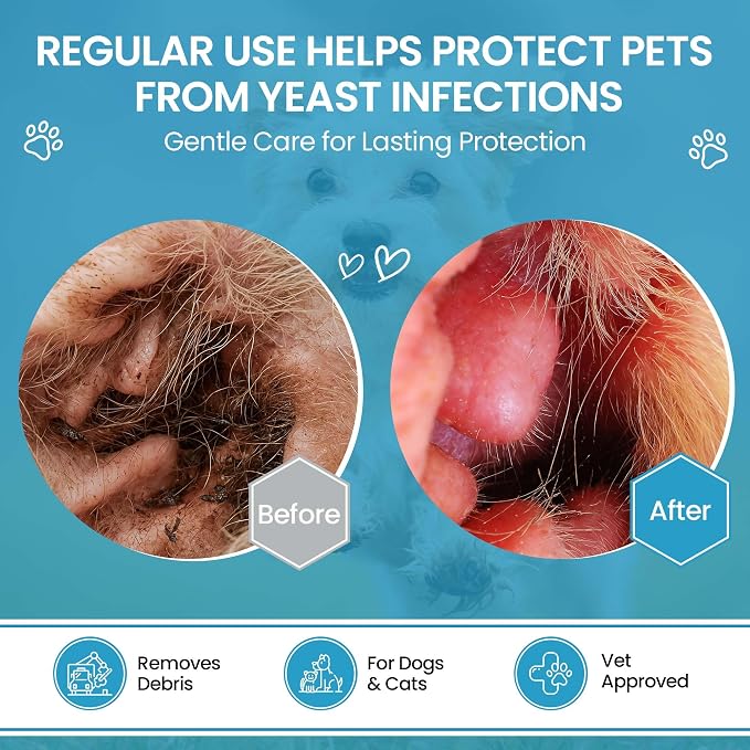 Replenish Otic Ear Cleaning Solution for Dogs, Antiseptic Ear Flush, 8 oz | Dr. Rachel's Antiseptic Ear Cleaner for Dogs & Cats – Advanced Ear Flush for Yeast Treatment and Odor Control – 8 oz