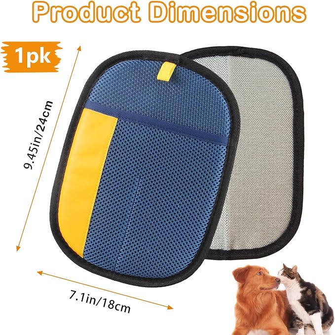 Thickened Pet Hair Removal Glove for Fabric Surfaces, NavyBlue | Easy-On 2-Finger Design; Secure Stay-Put Fit; Easy Hair Pickup; Reusable Design; Sofas, Beds, Carpets, Pet Beds and Car Seats
