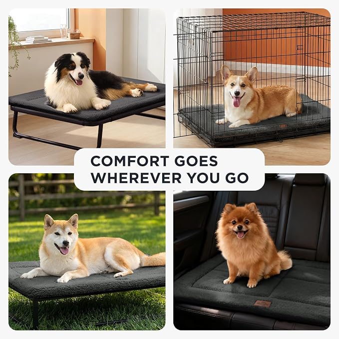 Joydeco Low Profile Dog Crate Mat Reversible Bed Pad, Washable Dog Pad Mat with Ultra Soft Fleece, Compact Design Kennel Beds Mats for Extra Large Medium Small Pets, 44" x 32" Dark Gray