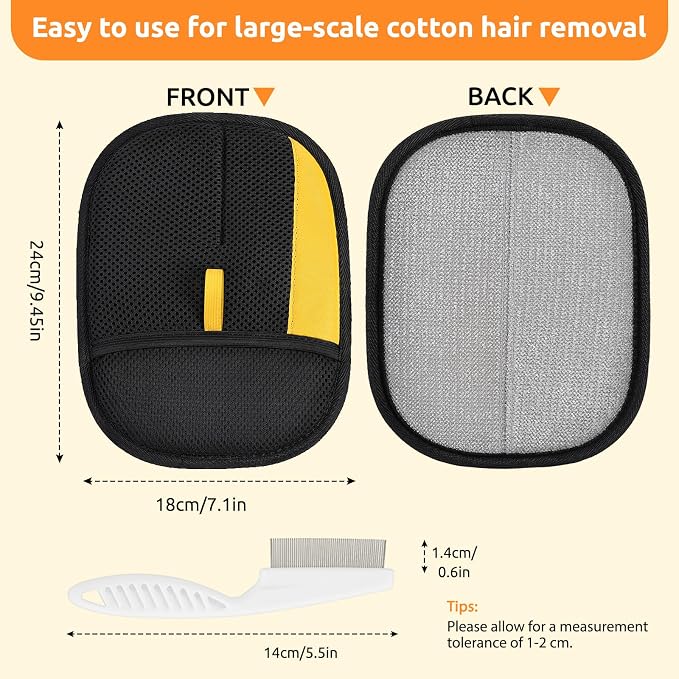 SAWMONG Pet Hair Removal Glove, 2Pcs Cat & Dog Reusable Pet Hair Remover Gloves New Upgrade, Grooming Pet Hair Remover Tool, Alternative to Lint Rollers