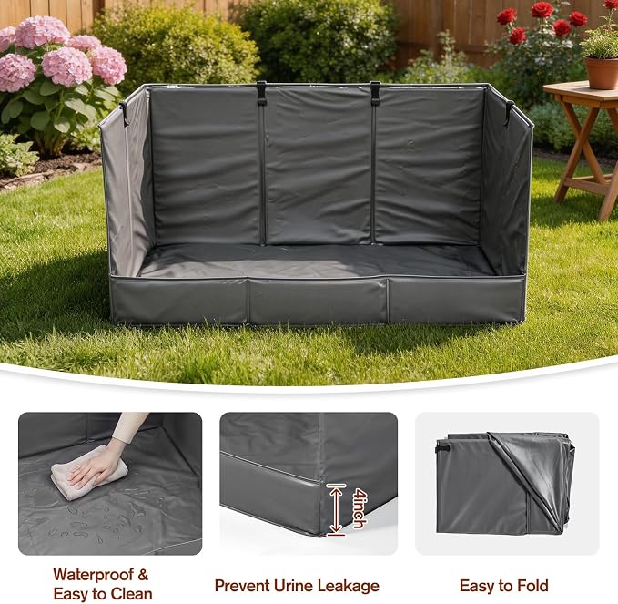 Foldable Dog Litter Box with High Walls, Waterproof Indoor Dog Potty Tray with 4-Inch Baffle, 33.5"×23.6"×15.9" Dogs Pee Pad Holder for Puppies Small and Medium Dogs