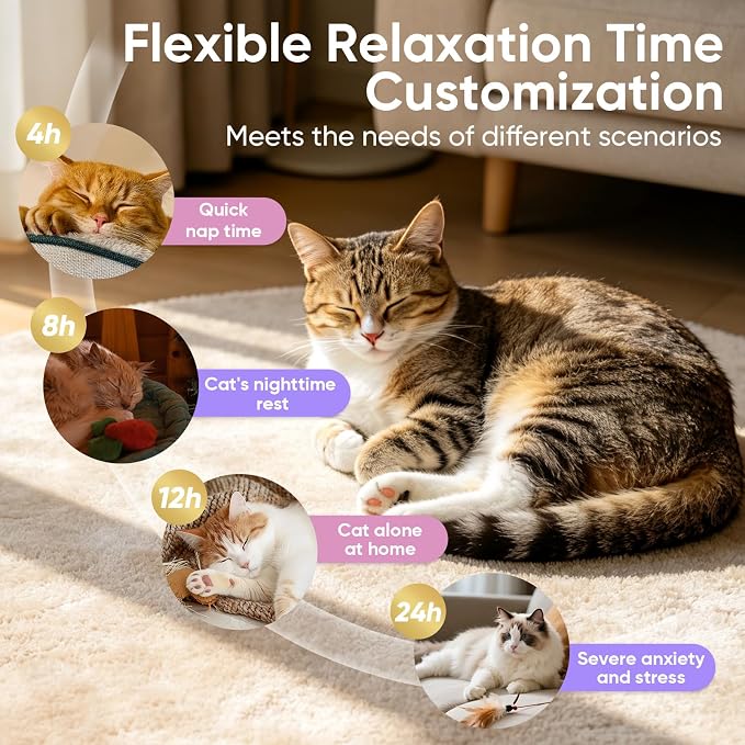 Cat Calming Diffuser Kit with Timer And Memory Adjustable 4/8/12/24H Cat Pheromone Diffuser 3-Pack (48ml Each) Helps Reduce Stress, Spraying, Fighting, Excessive Meowing & Scratching Fits All Cats