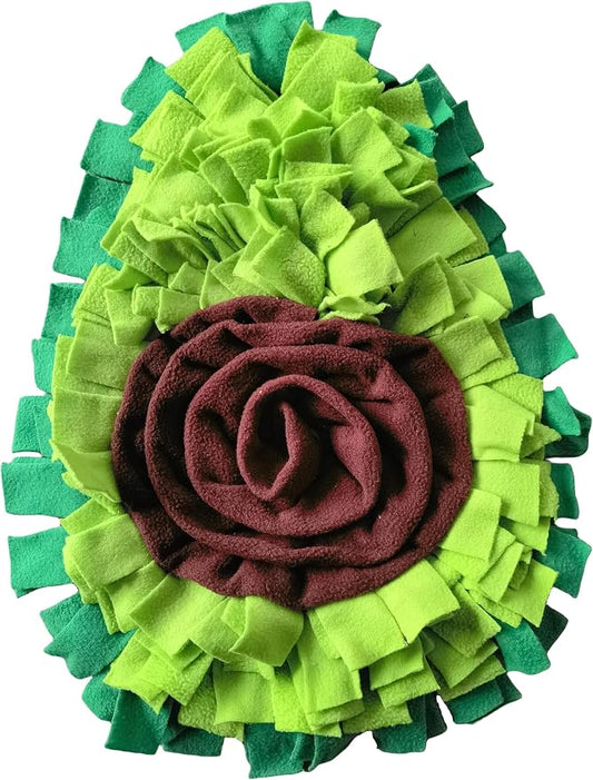 Dog Snuffle Mat Fleece Foraging Fruit Design Mats Small Animals Interactive Feeding Toy Anti Slip Slow Feeder Pet Treat Dispenser for Dogs Rabbits Guinea Pigs (Avocado)