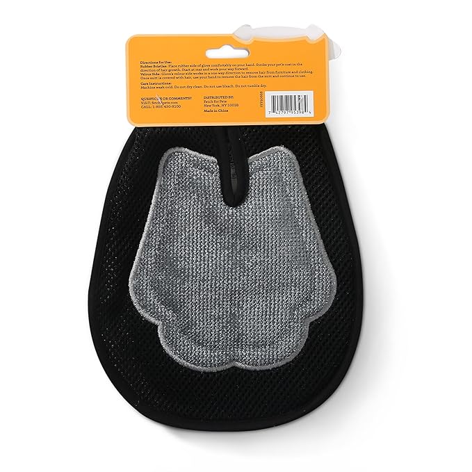 Wags & Wiggles Dual-Sided Dog Grooming Glove, One Size, 1 Count | Rubber and velour sides, 2-in-1 design, wet or dry use, brushing massaging and fabric fur removal