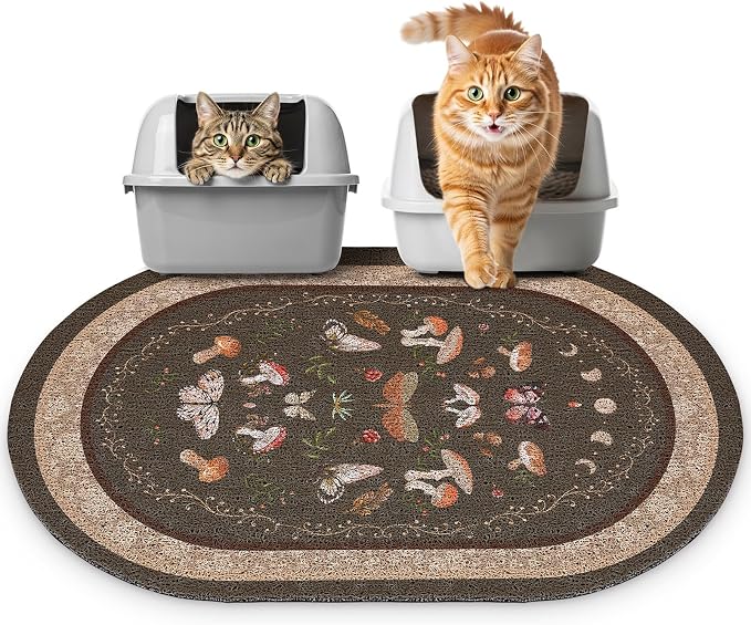 Bienbee Cat Litter Mat, 33" x 22" Dense Trapping Mesh for Litter Boxes | Litter Box Mat with PVC Mesh, Waterproof &Urineproof, Non-Slip Grip, Soft On Kitty Paws and Easy to Clean to Protect Floor