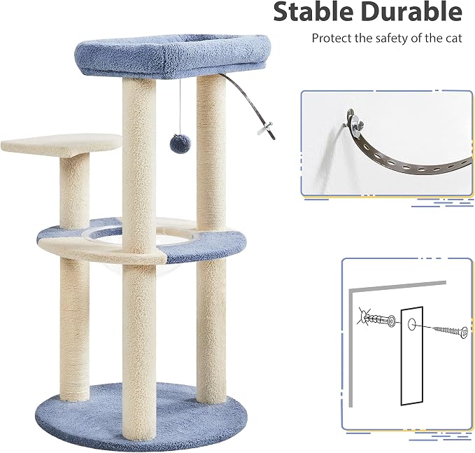 Topeakmart 35in Cat Tree Cat Tower Furniture w/Dangling Ball Platform Perch and Scratching Post for Kittens Cats