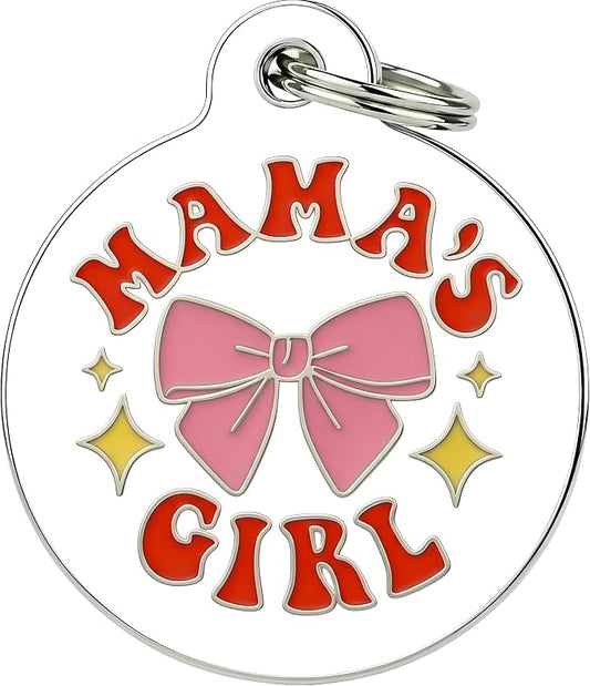 Bad Tags Personalized Dog and Cat ID Tags in 25+ Designs and 2 Sizes - 5 Lines of Custom Engraved Text - Funny Cute Personalized Pet Tags (Mama's Girl, Small (1 inch))