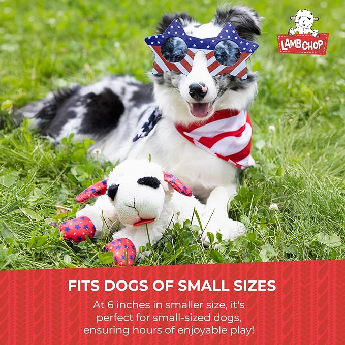 Multipet Lamb Chop Dog Plush Toy w/ Santa Hat - Squeaky Toy for All Dogs - Extra Soft Plush - Stuffed Animal for Cuddling & Playing (6”, Cream)