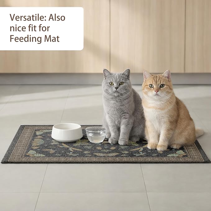 Cat Litter Mat 33" x 22" for Litter Box, Non-Slip Washable Floor Mat with Litter Trapping Design, Scatter Control for Cats and Kittens, Black