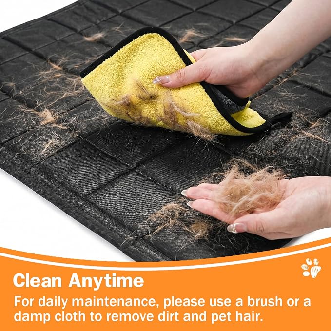 Chew Proof Dog Mat for Aggressive Chewers, 28" x 42" Machine Washable Dog Crate Pad Quilted Mat, Ultra-Durable Indestructible Pad for Large Dogs, Black Kennel Pad