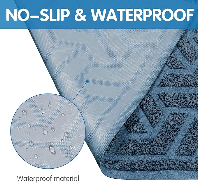 UPSKY Waterproof Cat Litter Mat Large 35" x 24" Soft on Kitty Paws, Blue | Litter Box Mat, Cat Litter Mat Litter Trapping Mat, Waterproof Scatter Control, For Indoor Cats, Easy to Clean