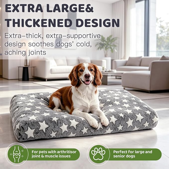 Orthopedic Dog Bed for Large Dogs with Removable Washable Cover | Orthopedic foam support, egg-crate design for joint pain relief, breathable cover, non-slip bottom, crate-friendly travel bed