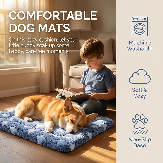 Dog Bed Mat - Reversible Dog Crate Bed Mats, Soft & Breathable Kennel Pad, Durable Crate Bed for Small Medium Large Dogs & Cats
