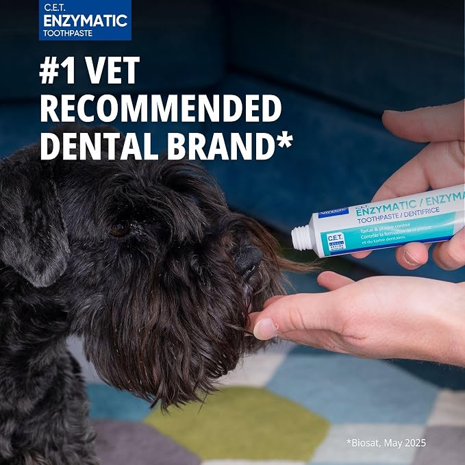 Virbac C.E.T.® Oral Hygiene Kit for Dogs | Poultry-flavor Toothpaste | Fingerbrush and Pet Toothbrush