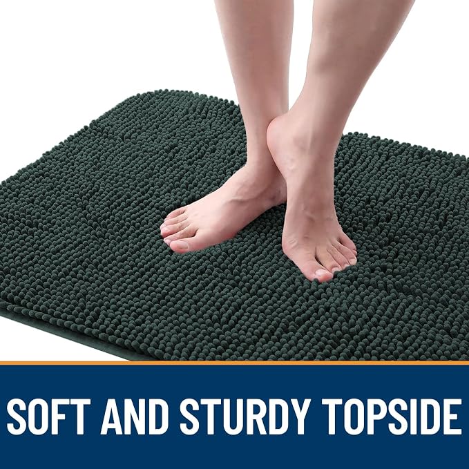 OLANLY Dog Door Mat for Muddy Paws 50x30, Super Absorbent Chenille Mud Mat | Blackish Green, Absorbs Moisture and Dirt, Non-Slip Machine Washable Doormat, Quick-Dry Indoor Entryway Floor Carpet for Dogs