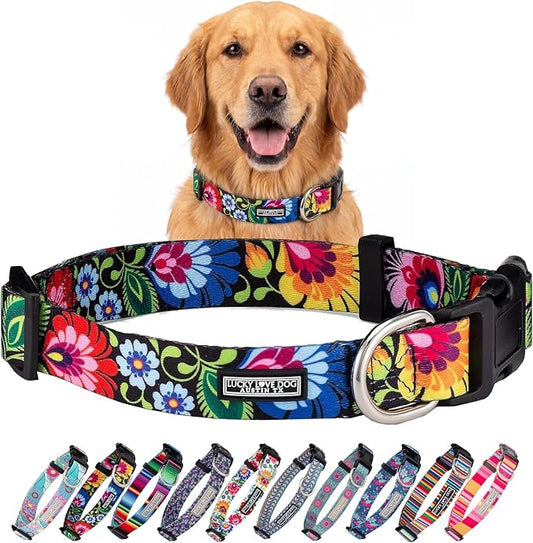 Lucky Love Dog - Adjustable Dog Collar with Easy Click Buckle for Large Ones, Durable, & Comfortable for Male & Female Dogs, Pet Collar for Puppies & Adult Dogs - Blackbird, Large