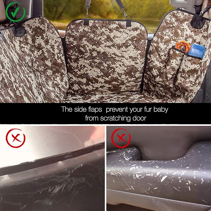 Dog Truck Seat Cover with Mesh Window 100% Waterproof Pet Seat Cover Durable Dog Truck Hammock Machine Washable X-Large Against Dirt and Dog Fur for Car and Large SUV, Trucks