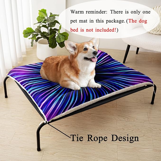 HOSIMA Multicolor Pet Bed Mat,Fuzzy Crate Pads for Dog Cages,Washable Soft Cozy Sleeping Mat,Plush Black Pad Suitable for Large Dog Bed,42L*32W Inch,Colorful.