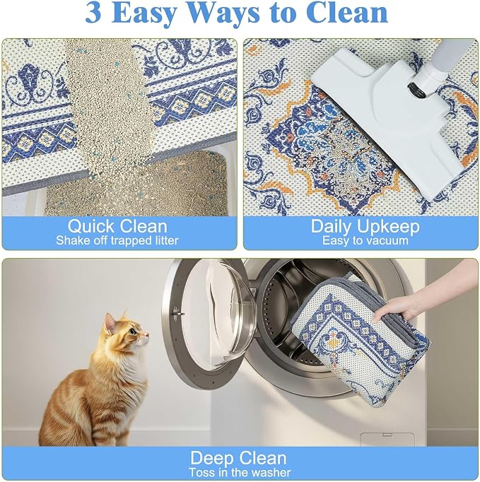 Unicorn Catcher 33"x22" Cat Litter Mat Machine Washable Litter Trapping Pad | Kitty Paw Friendly Padding With Breathable 3D Air Mesh Technology And A Non-Slip Base To Keep Home Floors Debris-Free