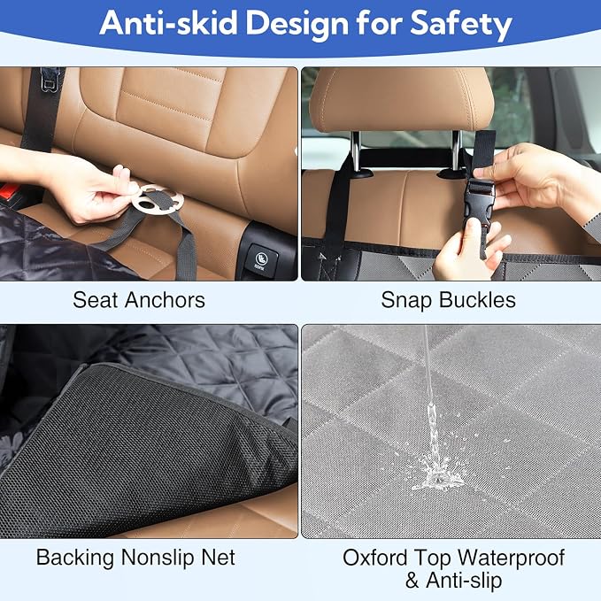 Kytely Heavy Duty Dog Car Seat Cover, 100% Waterproof & Scratch-Proof Backseat Protector with Mesh Window – Non-Slip Hammock for Cars Trucks SUVs, Keep Seats Clean & Dog Comfortable