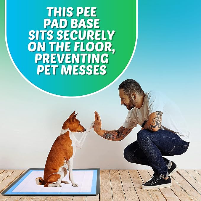 TidyFriend Dog Pee Pad Holder Tray Fits for 23” x 30” Wee Wee Pee Pads - Stable Grip, Raised Edges, Quick-Wipe Silicone Surface Dog Potty Tray Holder for Indoor Flooring Protection (Grey)