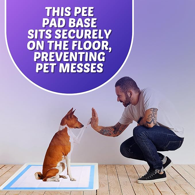 TidyFriend Dog Pee Pad Holder Tray Fits for 28” x 30” Wee Wee Pee Pads - Stable Grip, Raised Edges, Quick-Wipe Silicone Surface Dog Potty Tray Holder for Indoor Flooring Protection (White)
