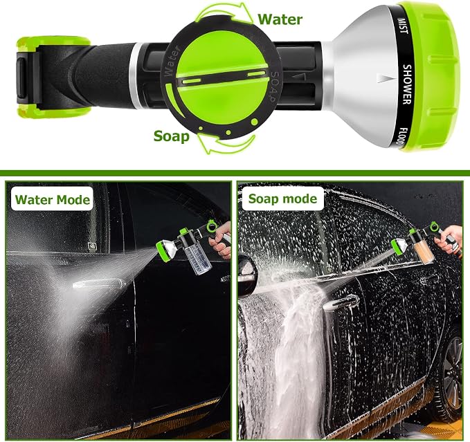 Upgrade Dog Washing Hose Attachment, Dog Shower Attachment with Soap Dispenser, Dog Shampoo Hose Attachment with Pet Bath Brush Car Wash Mitt & Dog Comb for Showering Pet (Hose Not Include)