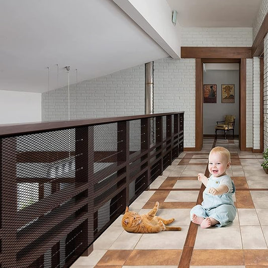 2 Sets Baby Gate for Stairs, Banister Guard for Kids, Pets, Toys, 2 Set 10 ft x 2.6 ft Mesh Netting Safety Net for Balcony Rail Stair, Stairway Net Safety Products for Indoor & Outdoor (Black)
