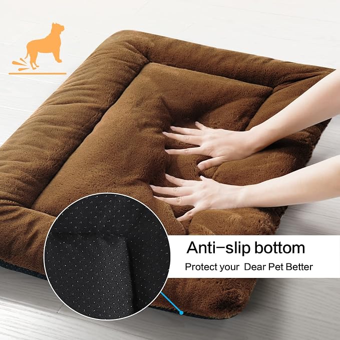 VERZEY Dog Crate Pad Washable Dog Bed for Crate Medium Mat 30-Inch Brown | Ultra Soft Kennel Pad,Anti-Slip Bottom,Fits for Most Metal Crates,Comfortable Sleeping Pet Mat