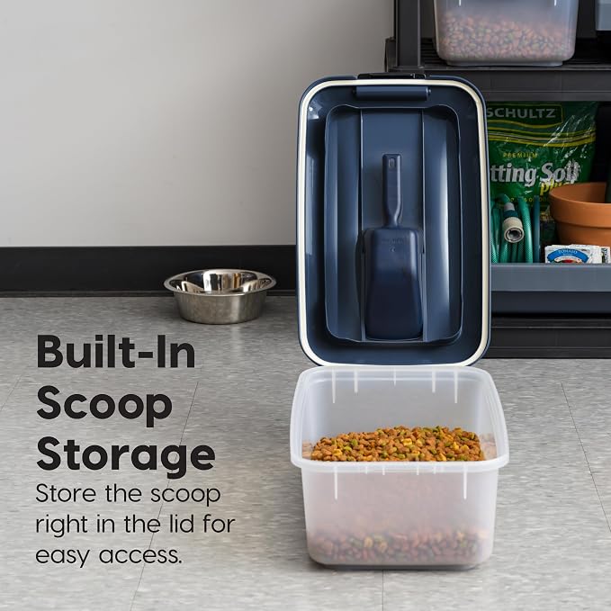IRIS USA Dog Food Storage Container, 2-Pack, Up to 14 lbs, Navy | Made in the USA, Comes with 2-Cup Sccop, Stacklable, Airtight Seal, BPA-Free, Bird Seed, Cat food, Treats, Keeps Kibble Fresh