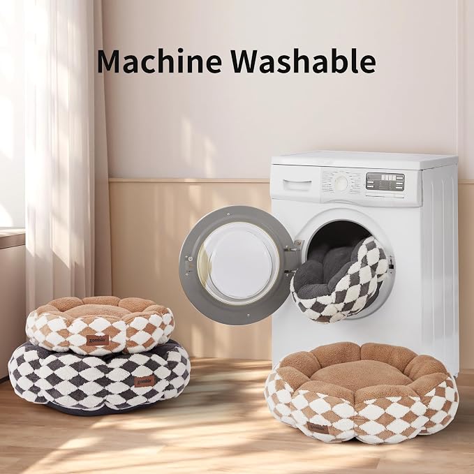 ZOMISIA Cat Beds for Indoor Cats, Cute Donut Kitten Beds for Small Dog, Round Plush Bed for Puppy and Large Cats, Anti-Slip Bottom, Grey