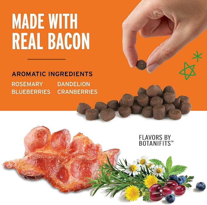 Pet Botanics Training Rewards Soft & Chewy, Bacon Flavor, 20 oz, 500 Treats | 20 oz. Pouch with 500 Treats Per Bag, High-Value Reward for Training, Pork Liver and Real Bacon
