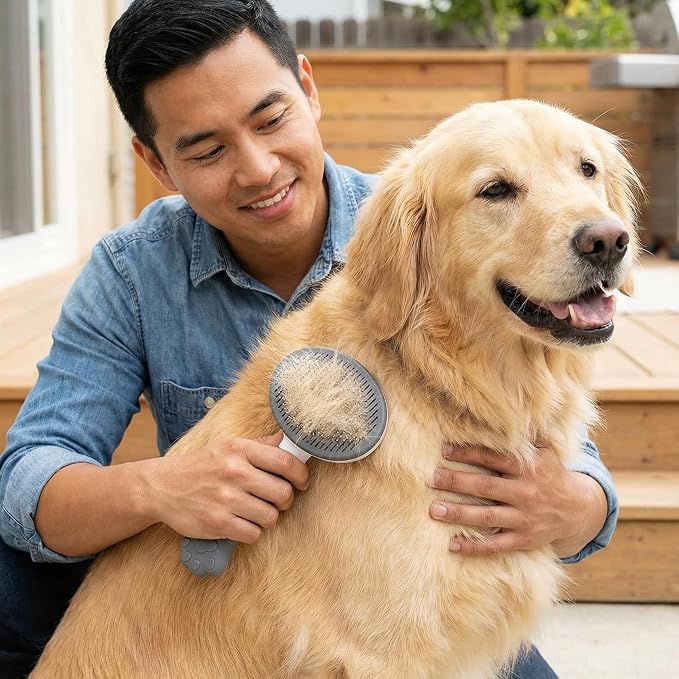 Cat Brush for Shedding for Indoor Cats & Dog Brush for Shedding - Perfect for Long & Short Haired Pets,Pet Brush for Dogs and Cats - Deshedding & Grooming Tool (Gray)