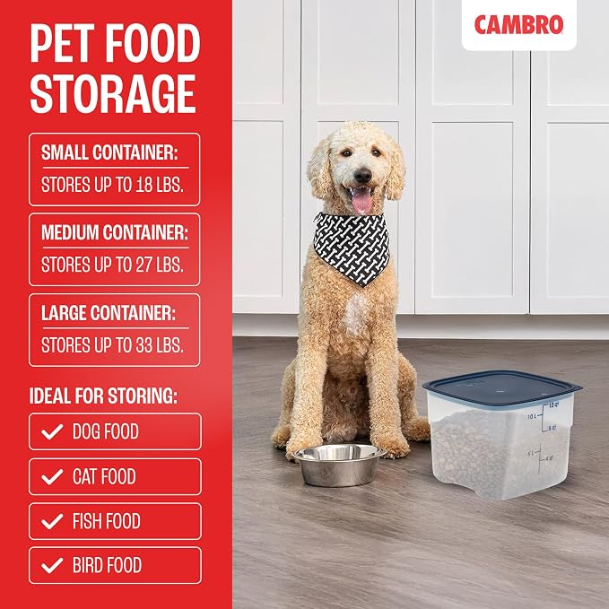 Cambro FreshPro 12 Quart (QT) Food Storage Container with Lid (Restaurant Grade) - for Food Prep, Commercial Kitchen, Pet and Dog Food Container (Translucent)