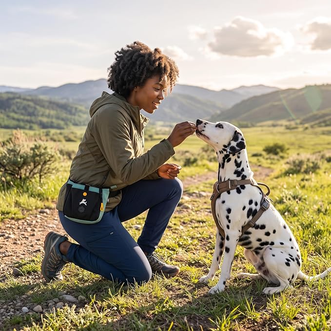 Backcountry Day Bag | Dog Training Treat Pouch | Eco-Friendly Recycled Fabric Fanny Pack with Zipper Closure, Built-in Poop Bag Dispenser & Adjustable Waist Belt (Surf)