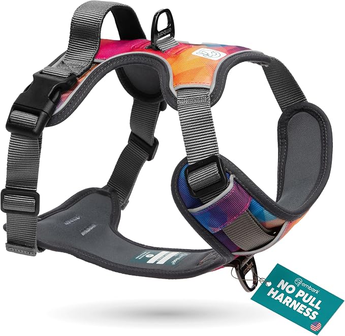 Embark Adventure Small Dog Harness – No-Pull, Reflective Trim, Military-Grade Nylon, Front Clip with Gel-Lined Handle, Soft & Padded Puppy Harness