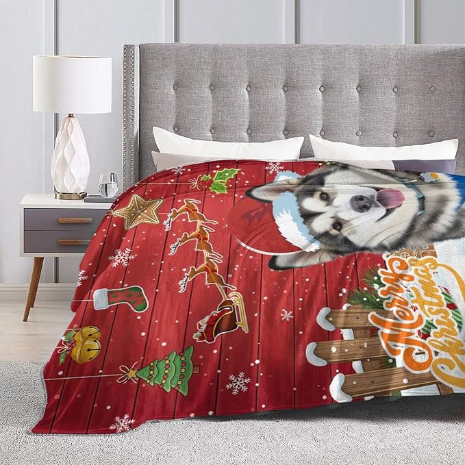 Nxwdwqa Personalized Christmas Dog Blanket Throws with Photos, Custom Christmas Pet Blanket, Dog Gifts for Pet Lovers, Customized Puppy Blanket for Adult Kid Birthday Fathers Mothers Valentines Gift