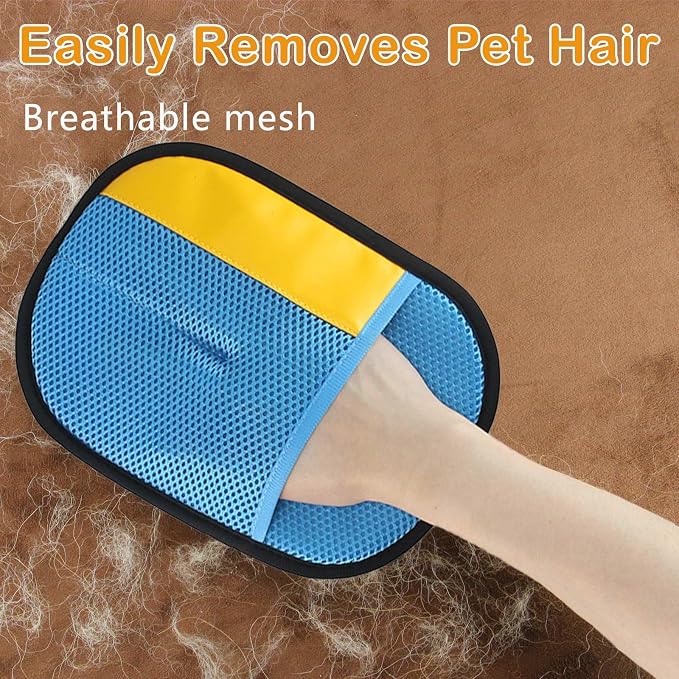 Thickened Pet Hair Removal Glove for Fabric Surfaces, RoyalBlue | Easy-On 2-Finger Design; Secure Stay-Put Fit; Easy Hair Pickup; Reusable Design; Sofas, Beds, Carpets, Pet Beds and Car Seats