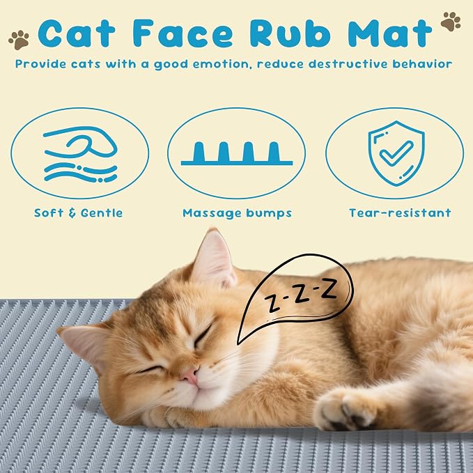 Cat Litter Mat, (33" x 21") Silicone Litter Trapping Mat - Waterproof/Urine Proof, Litter Box Mat - Keep the Floor Clean Grey