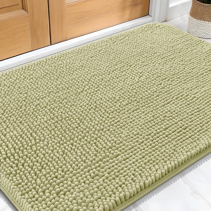 OLANLY Dog Door Mat for Muddy Paws 32x20, Super Absorbent Chenille Mud Mat | Vanilla, Absorbs Moisture and Dirt, Non-Slip Machine Washable Doormat, Quick-Drying Indoor Entryway Floor Carpet for Dogs