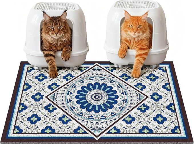 Jumbo Cat Litter Mat Catcher 35"x24" | Ultra-Absorbent Litter Box Rug with PVC Mesh | Non-Slip Cat Rug for litter box, Washable Kitty Litter Mat For Indoor,Garden