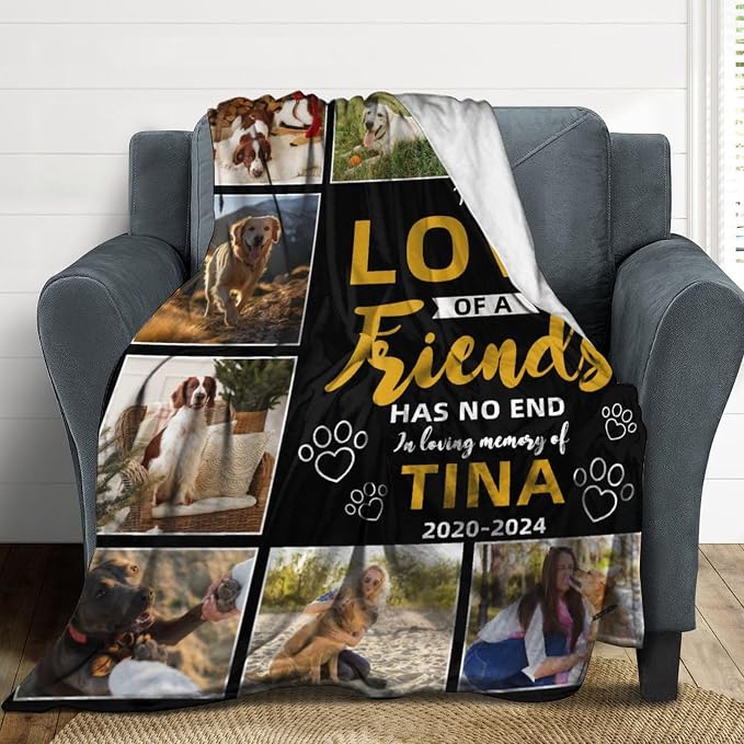 Personalized Dog Blankets with Photos Custom Dog Blanket with Pictures - Customized Pet Memorial Blanket Gifts for Loss of Dog, Loss of Pet Remembrance Gift, in Loving Memory Blanket for Dog Lover S