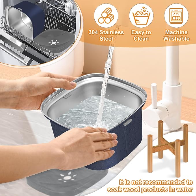 Decflow 3L Elevated Dog Water Bowl, Stainless Steel Raised Food Dispenser with Stand, Large Capacity No Spill Dog Water Bowl for Small, Medium and Large Dogs | Raised Feeder with Wood Stand, spill proof Design, Large Capacity, for Small Medium Large Do...
