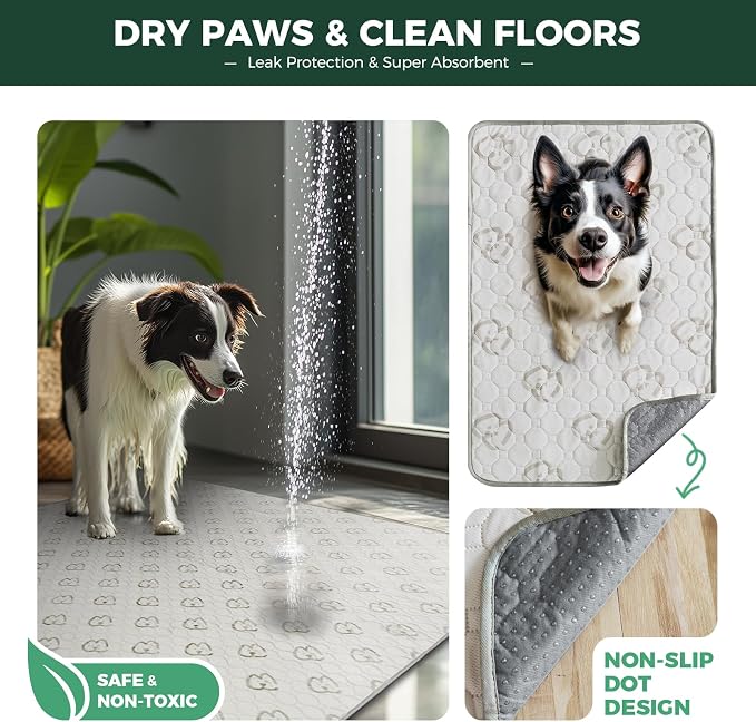 FXW Washable Pee Pads for Dogs, Super Absorbent, 39" x 63", 1 Pack | Machine washable, Non-slip backing, Fits 24"H 6-Panel FXW Rollick/Homeplus Playpens