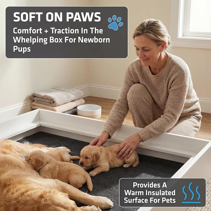 Drymate Jumbo Whelping Box Liner Mat, Machine Washable, Super Absorbent, Waterproof, Quick Dry, Slip-Resistant, Reusable Dog Puppy Pee Pads for Training, Housebreaking, Incontinence (USA Made)(48x100)