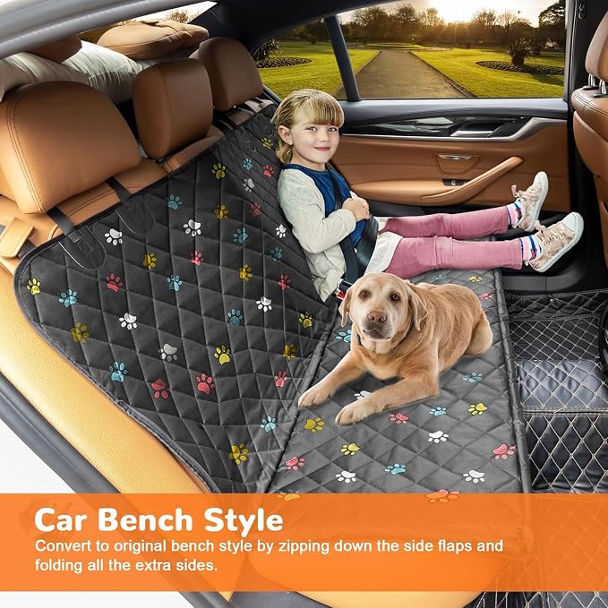 URPOWER Dog Car Seat Cover for Pets 100% Waterproof Seat Cover Hammock 600D Heavy Duty Scratch Proof Nonslip Durable Soft Back Seat Covers for Full Size Trucks
