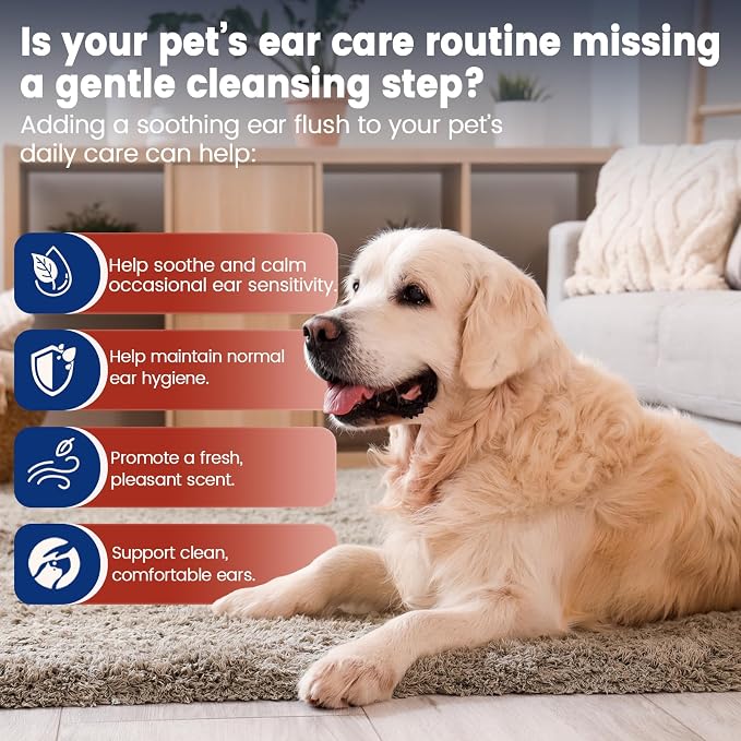 Petnanny Dog Ear Cleaner,Cat Ear Cleaner Drops, Pet Ear Cleaner Gentle Care | Cat Ear Drops with Silver Ion & Botanical Extracts, Non-Stinging Dog Ear Wash, Soothes Itchy Ears & Gently Clear Wax & Debris