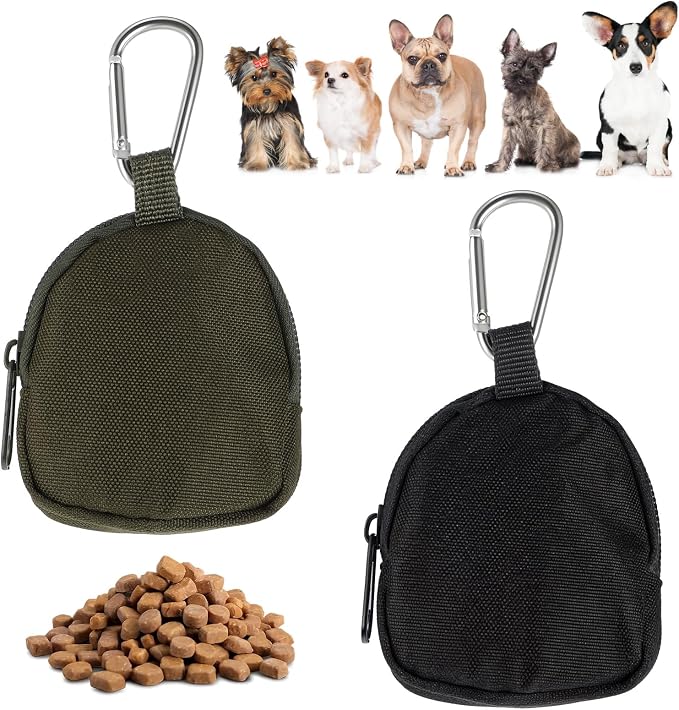 2 PCS Dog Treat Pouch, 5.12 × 2.95 in Waterproof Dog Treat Pouches for Pet Training, Zipper Closure Reusable Dog Training Treat Pouch, Portable Reward Puppy Treat Bag for Traveling or Outdoor