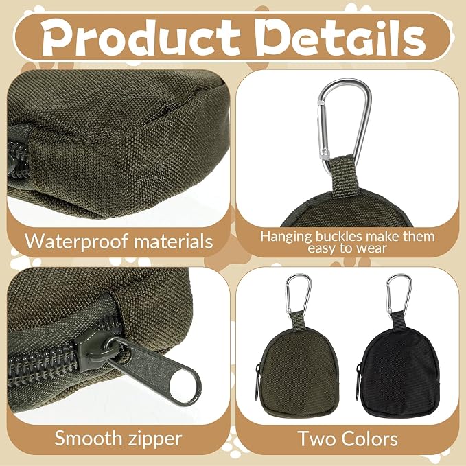 2 PCS Dog Treat Pouch, 5.12 × 2.95 in Waterproof Dog Treat Pouches for Pet Training, Zipper Closure Reusable Dog Training Treat Pouch, Portable Reward Puppy Treat Bag for Traveling or Outdoor