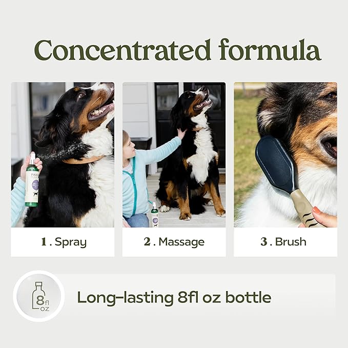 PAWFUME Skin & Coat Detangler Spray for Dogs, 4-Pack | Soothe dry itchy coats with non-toxic chamomile & oat formula, fatty acids & vet-certified Dog Detangler Spray Dematting care